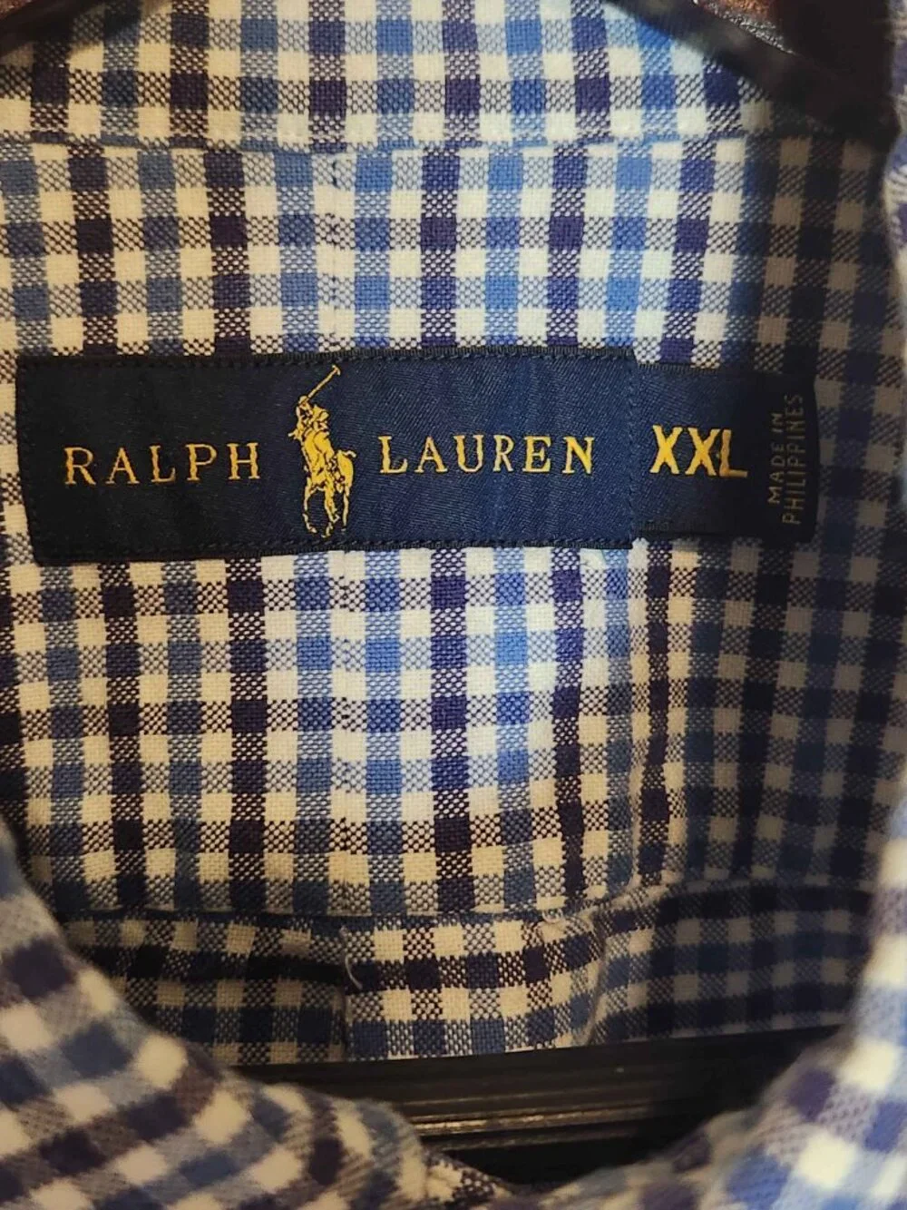 Ralph Lauren Blue/White Plaid Button Up  XXL